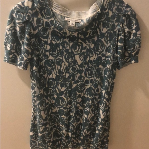 Dark turquoise rose pattered sweater - Picture 1 of 3